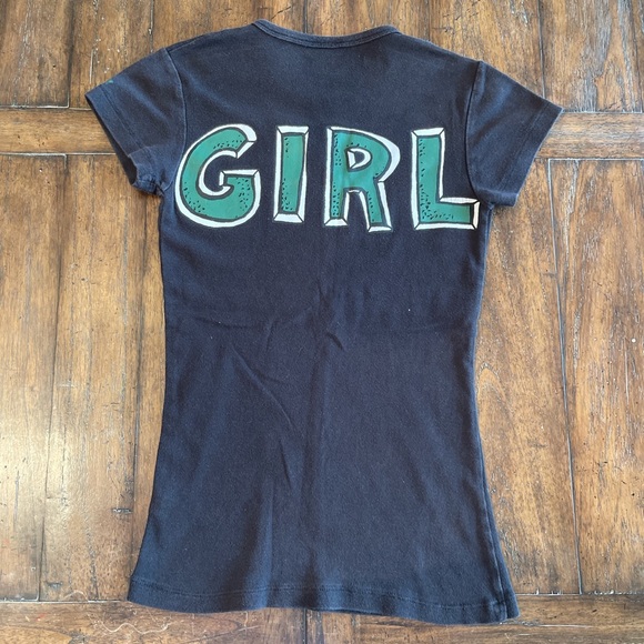 Dickies t shirt grafic “dickies girl” green and black y2k baby tee size small - Picture 2 of 4
